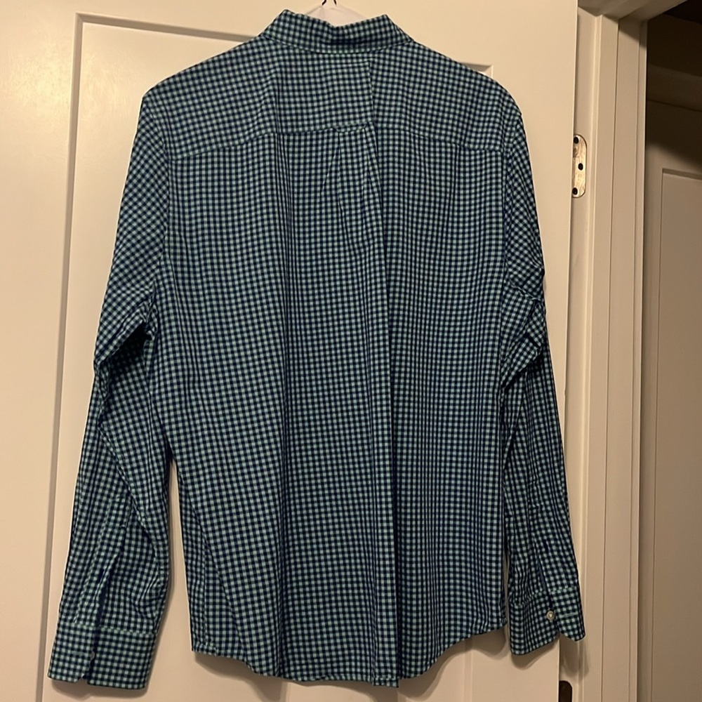 American Eagle Blue Gingham Check Button Down Col… - image 4